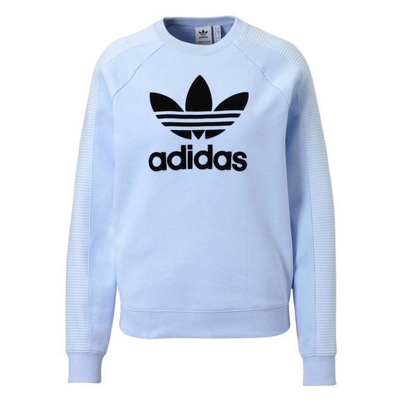 Adidas Crew Neck Long Sleeves Periwinkle Trefoil Sweatshirt Women's Size XS - Picture 1 of 10